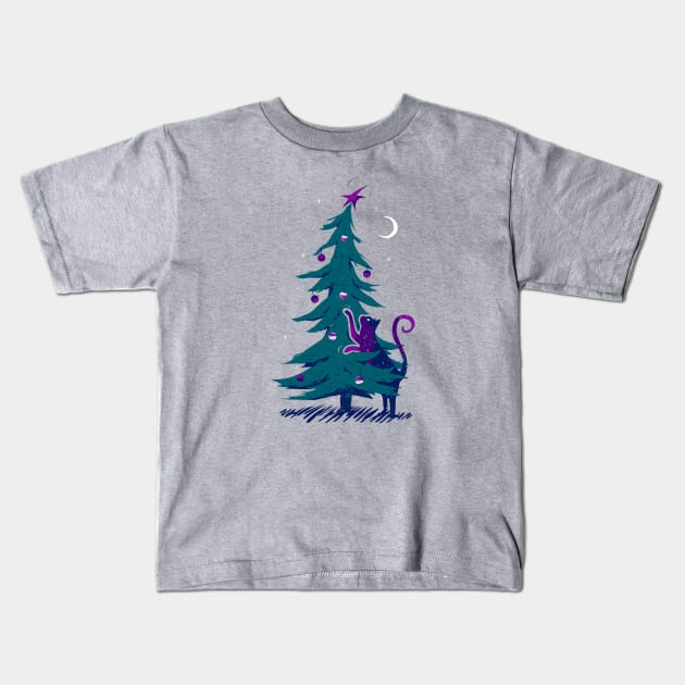 Kitty Tree Love Kids T-Shirt by katiestack.art